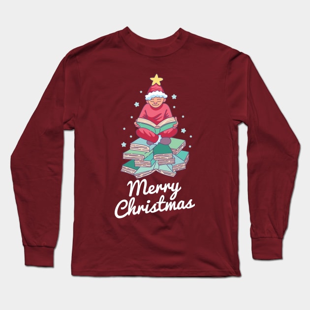 Merry Christmas - Cute gift for book lovers Long Sleeve T-Shirt by Shirtbubble